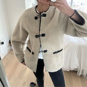 Mango Cream Faux Fur Toteme Jacket Dupe - size XS